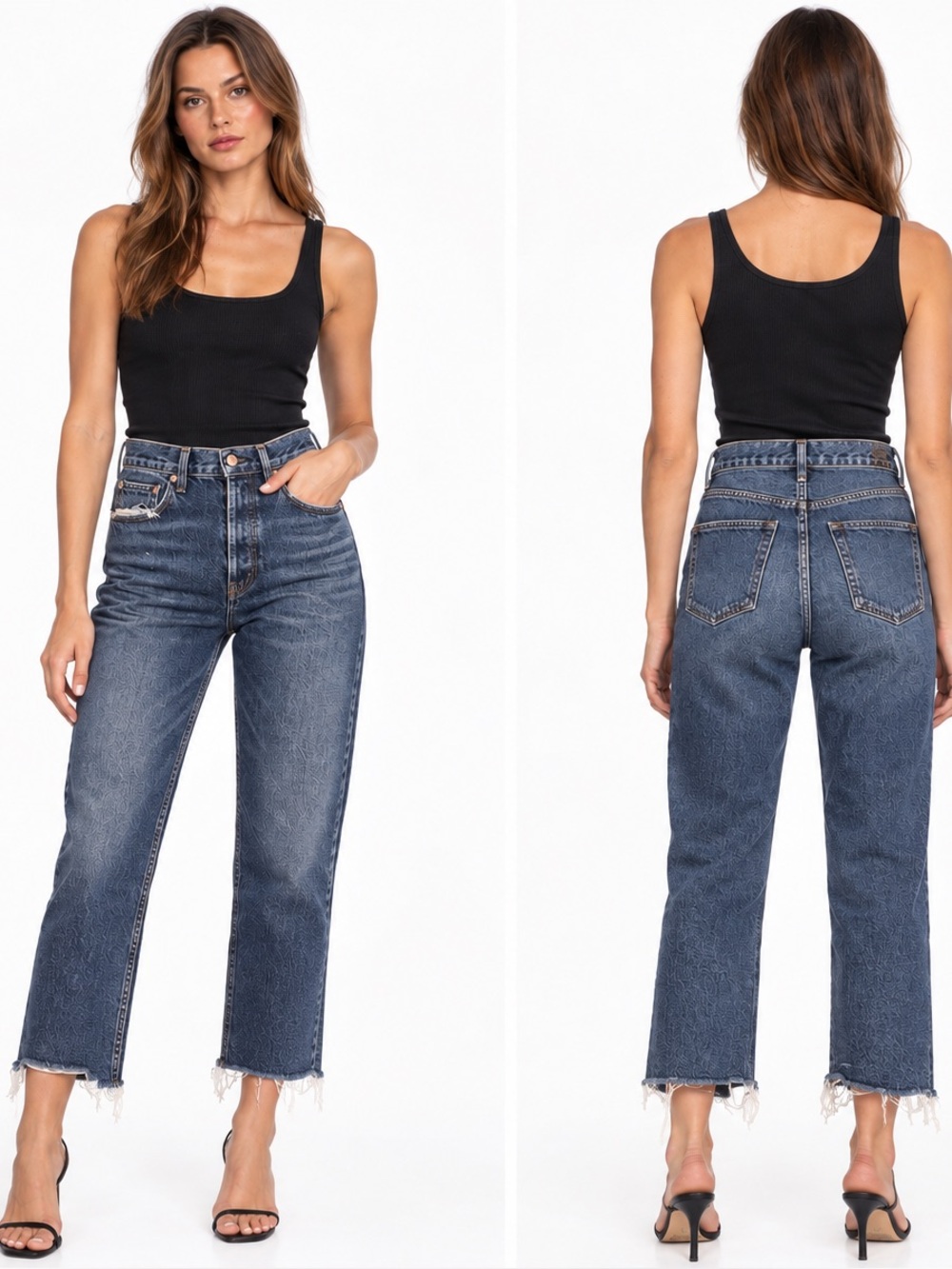 AGOLDE Riley High Rise Straight Crop Distressed Jeans 100% Organic Cotton, 28